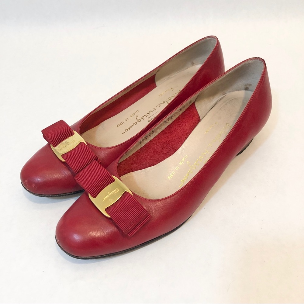 Salvatore Ferragamo - Vara Red Leather Pumps 6.5 B